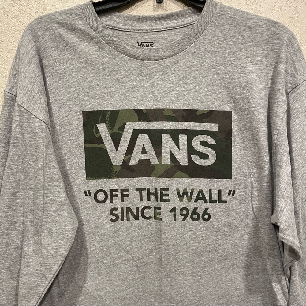 Vans Camo Logo Long Sleeve Gray TShirt